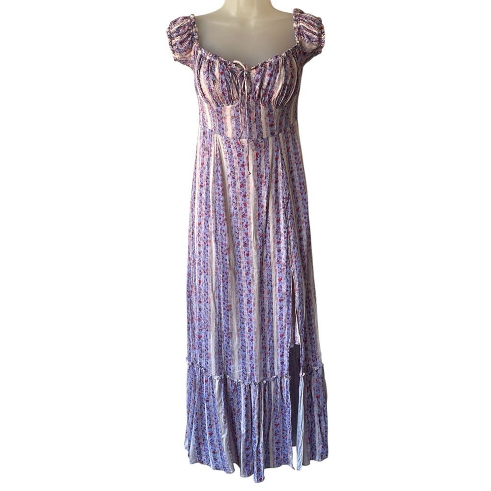Urban‎ Outfitters  Olympia Lilac Urban Outfitters Floral Midi Dress Size Small - Picture 3 of 10